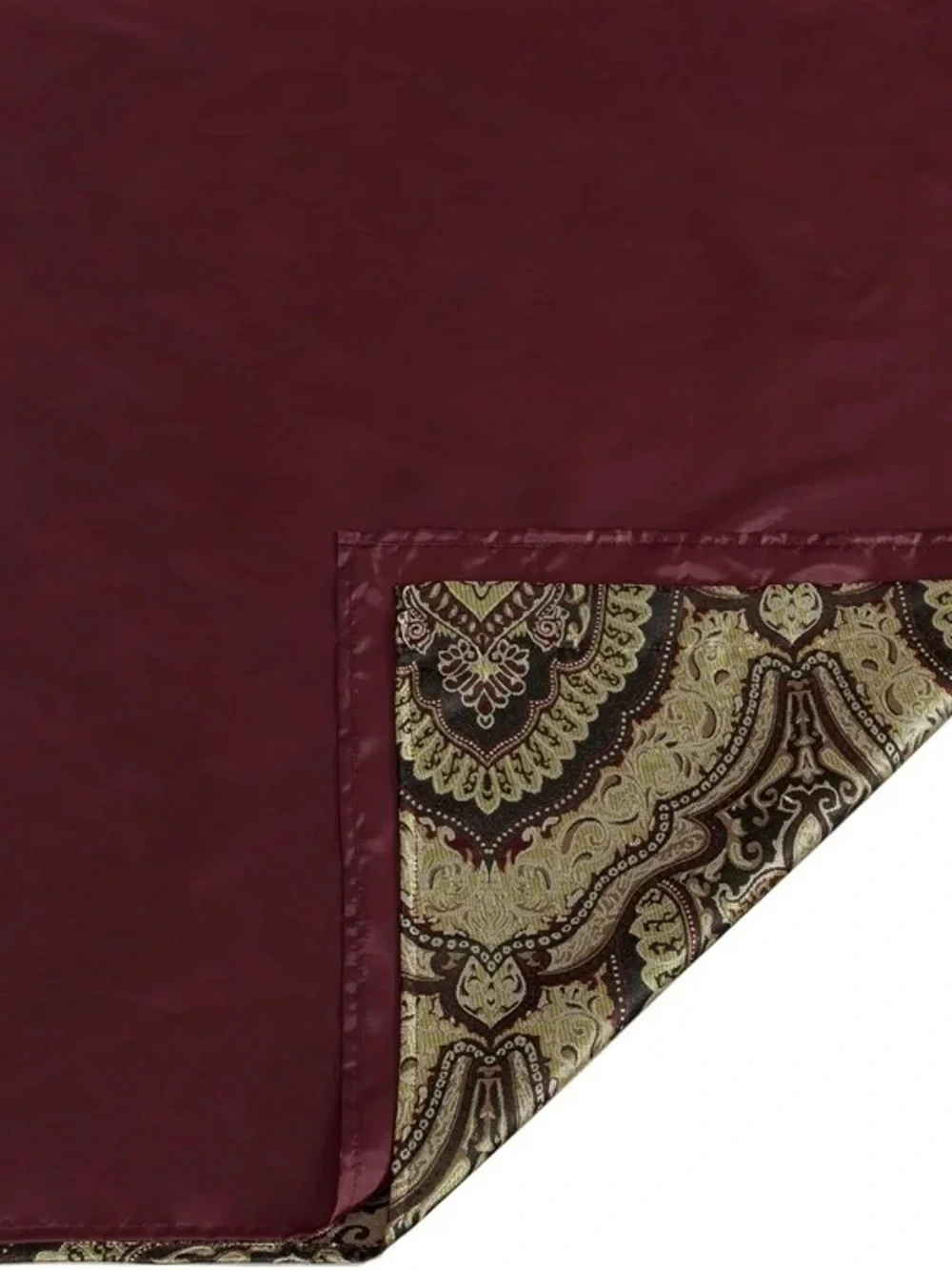Burgundy and Gold Damask Window Curtain Panel Set